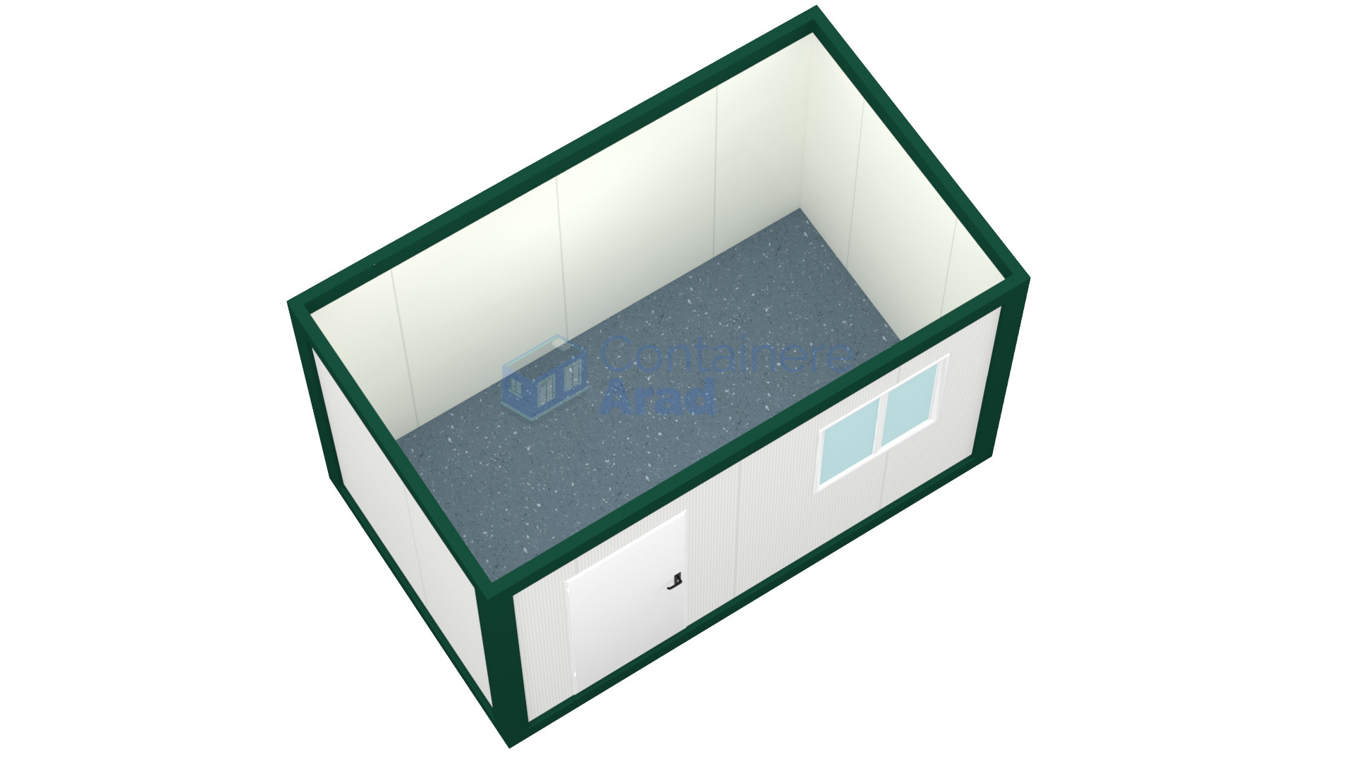 container birou arad 4metri 1geam verde1