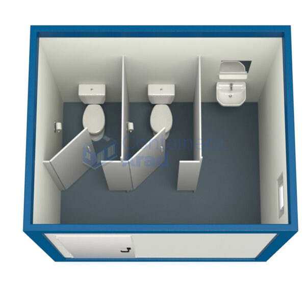 container sanitar arad 3metri 2wc albastru