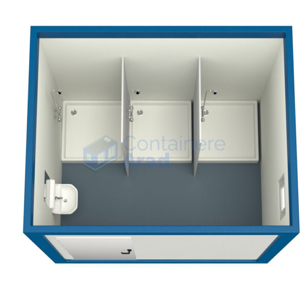 container sanitar arad 3metri 3dusuri albastru