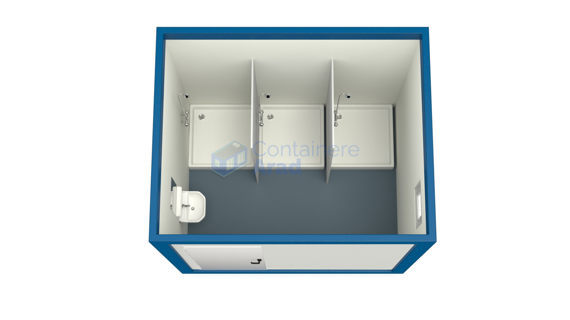 container sanitar arad 3metri 3dusuri albastru