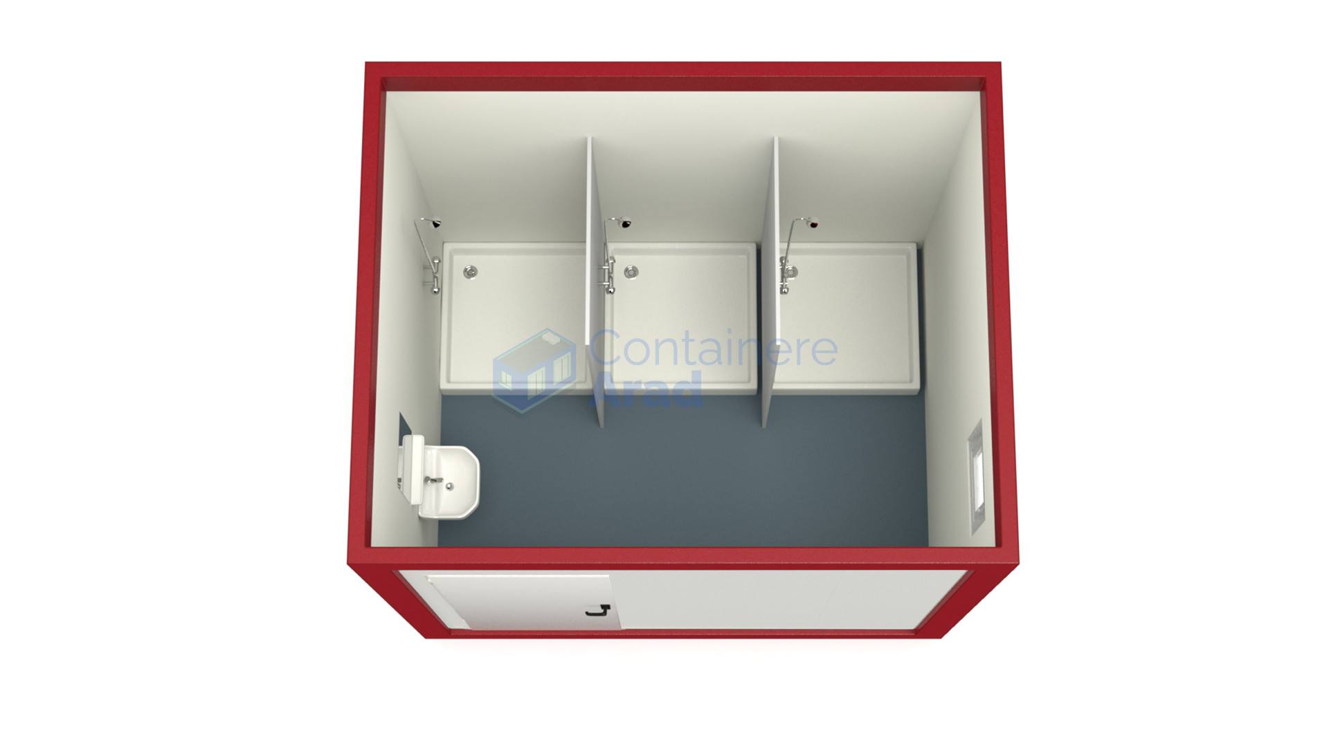container sanitar arad 3metri 3dusuri rosu