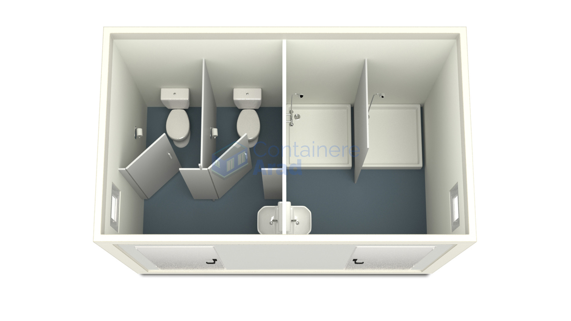 container sanitar arad 4metri 2dusuri 2wc alb