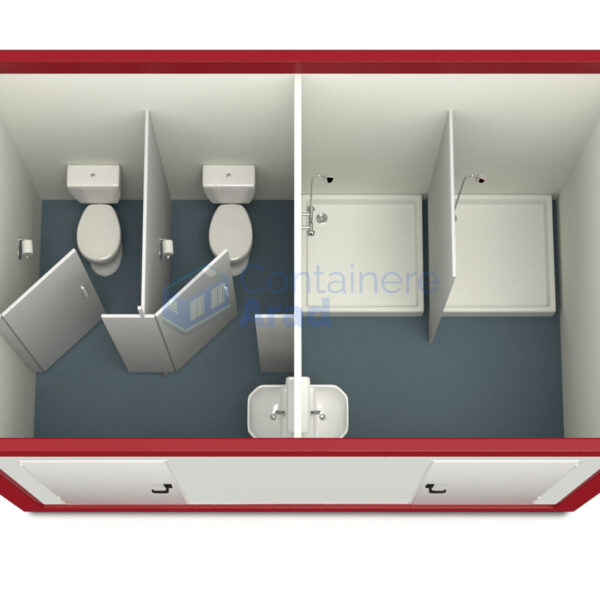 container sanitar arad 4metri 2dusuri 2wc rosu