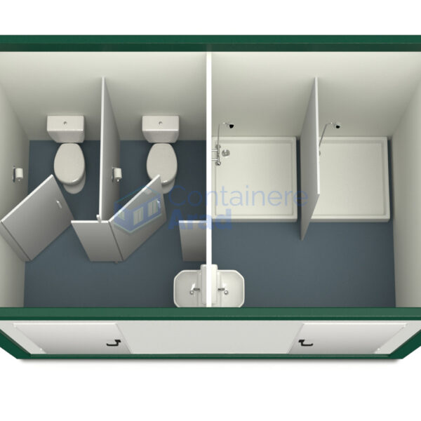 container sanitar arad 4metri 2dusuri 2wc verde