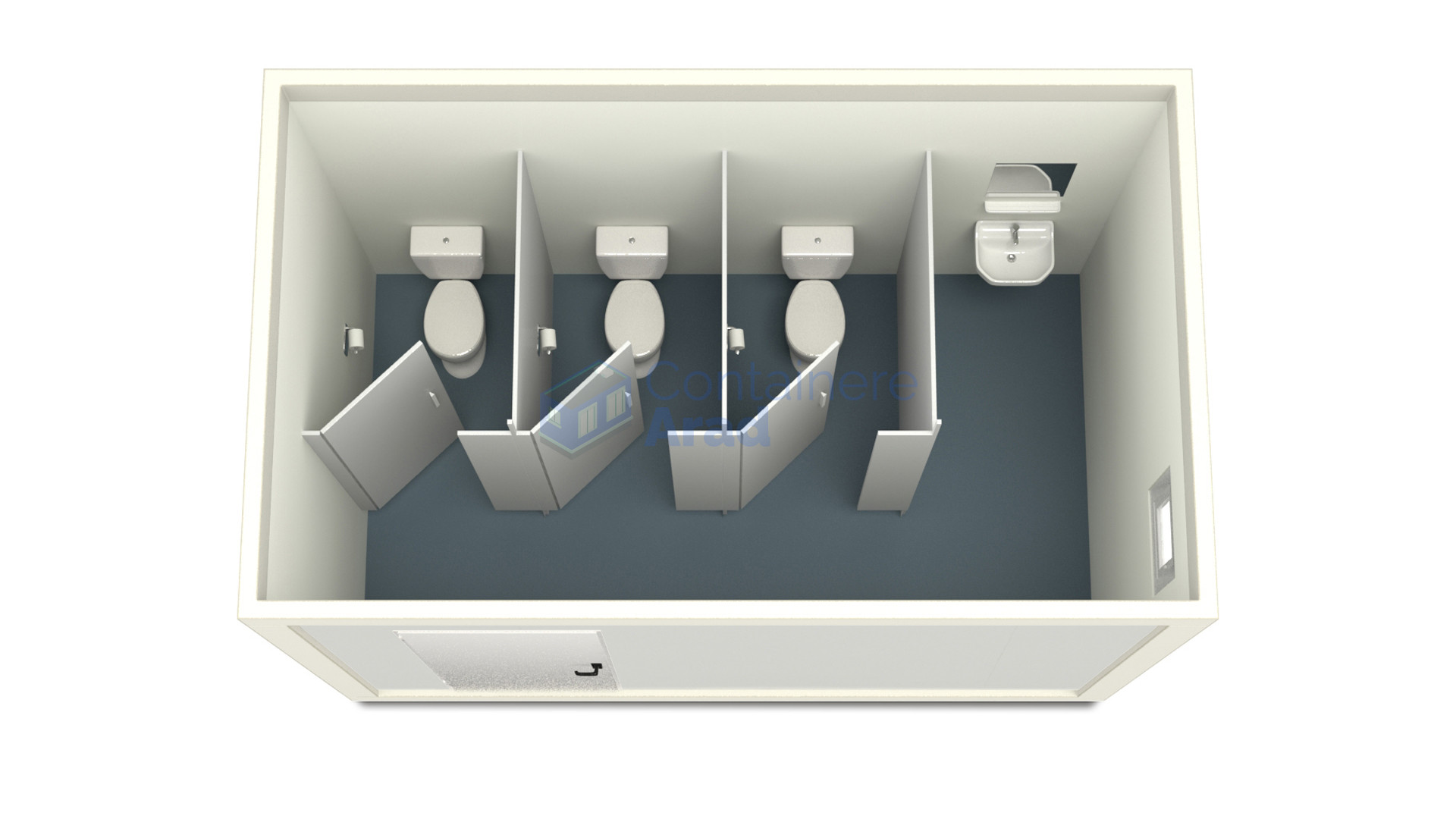 container sanitar arad 4metri 3wc alb