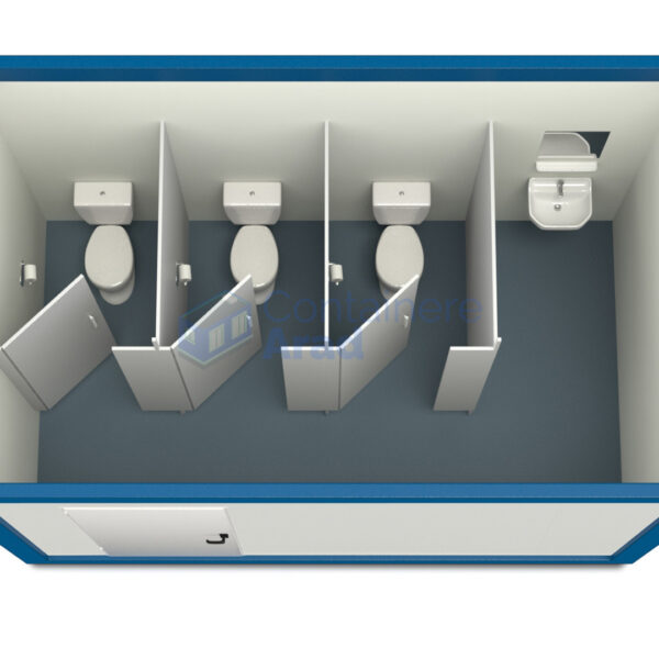container sanitar arad 4metri 3wc albastru