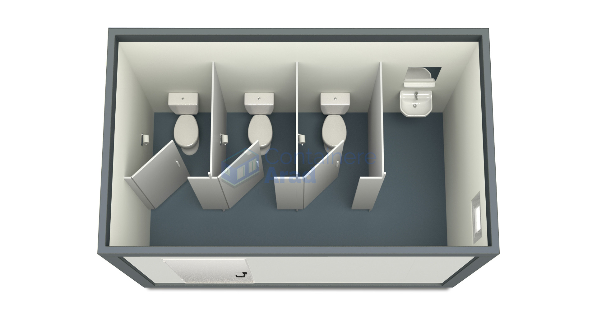 container sanitar arad 4metri 3wc gri