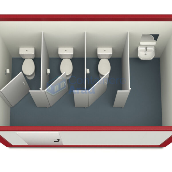 container sanitar arad 4metri 3wc rosu