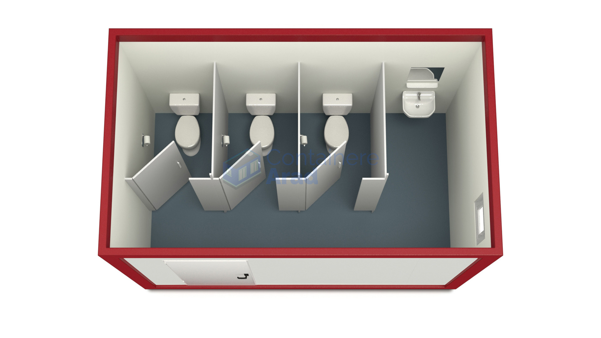 container sanitar arad 4metri 3wc rosu