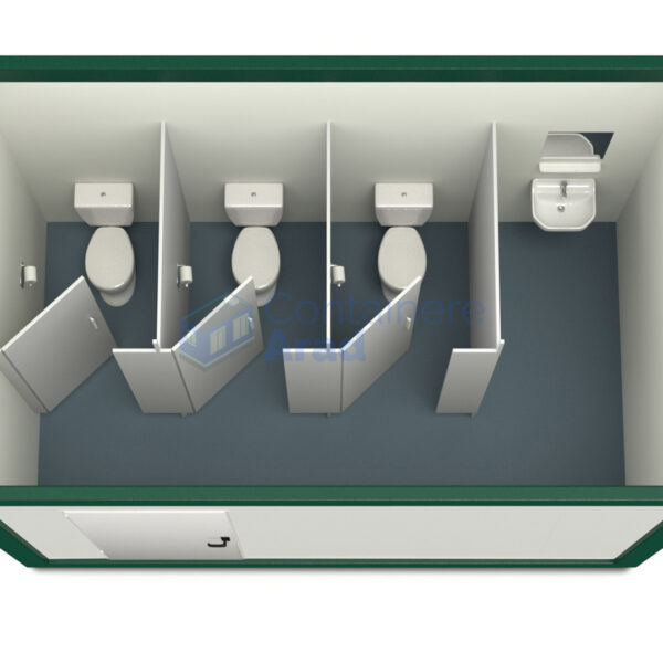 container sanitar arad 4metri 3wc verde
