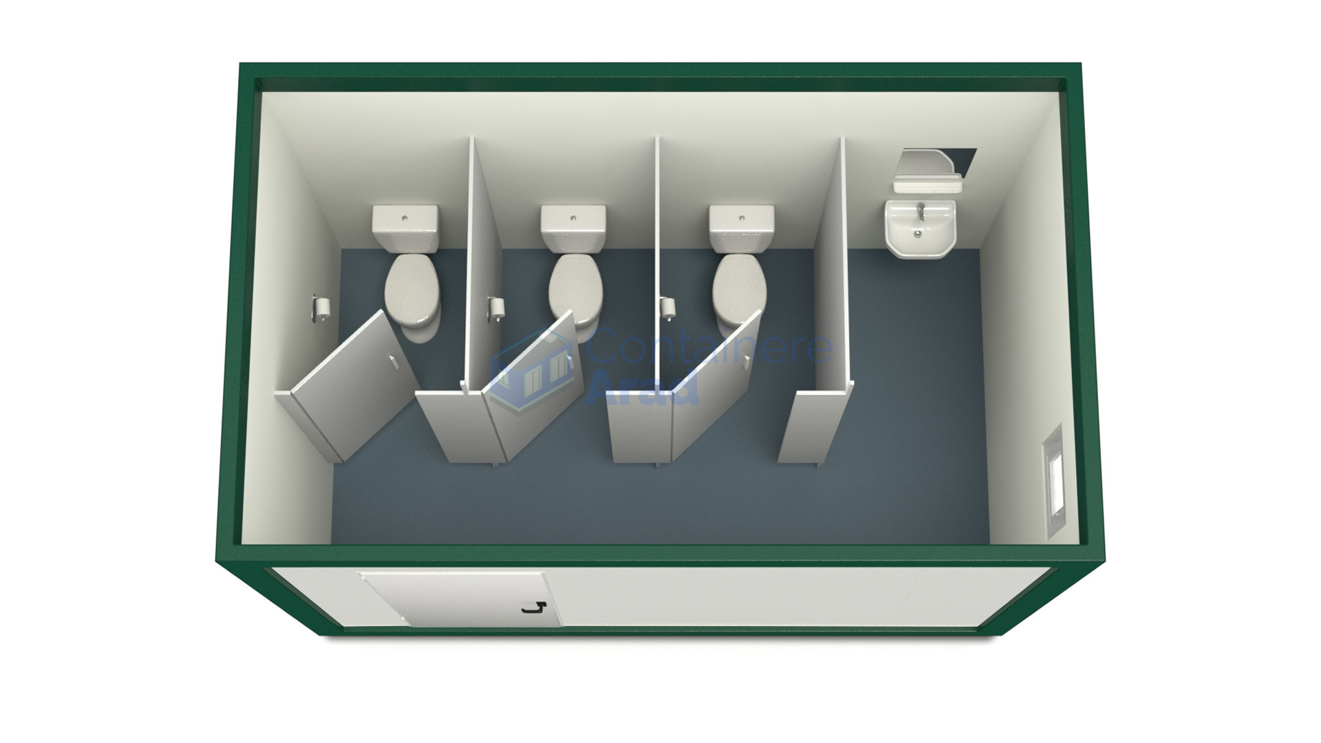 container sanitar arad 4metri 3wc verde