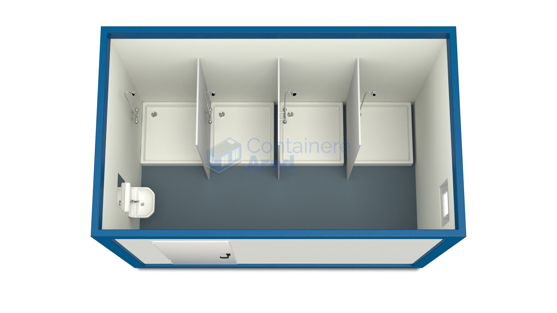 container sanitar arad 4metri 4dusuri albastru