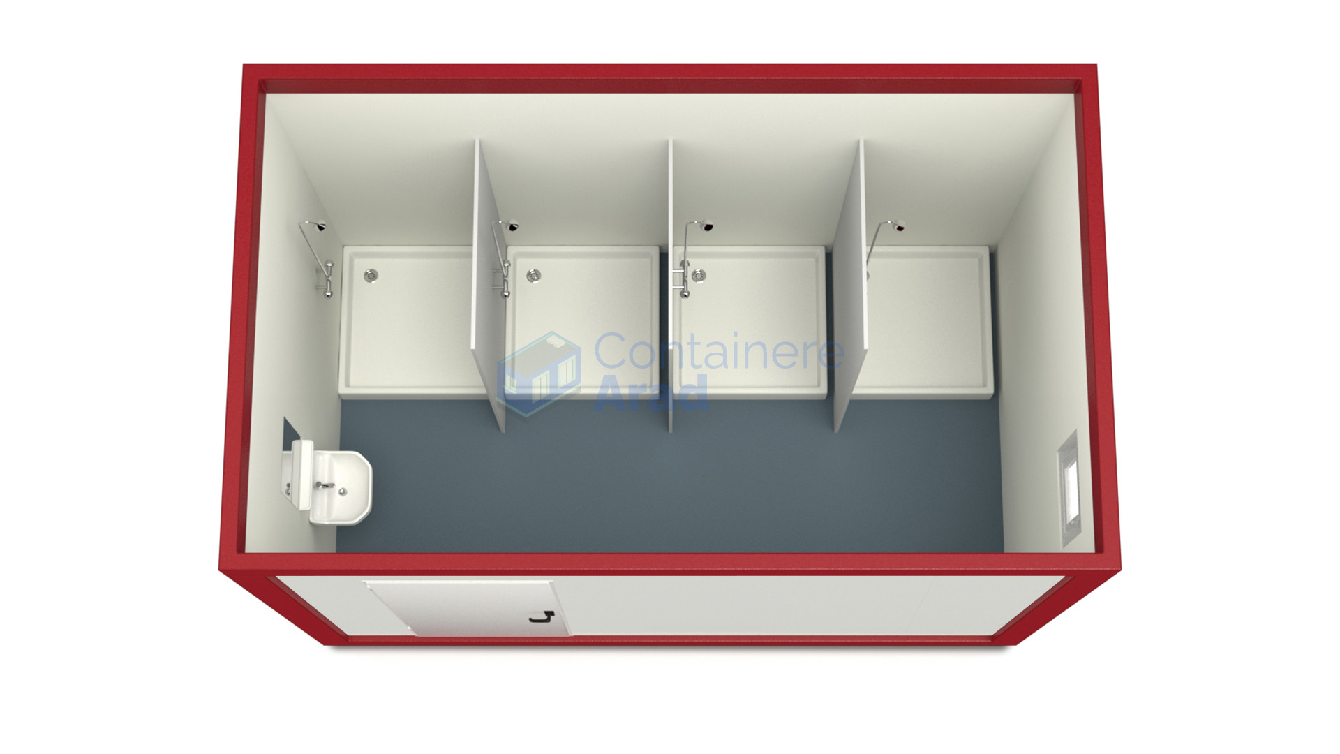 container sanitar arad 4metri 4dusuri rosu