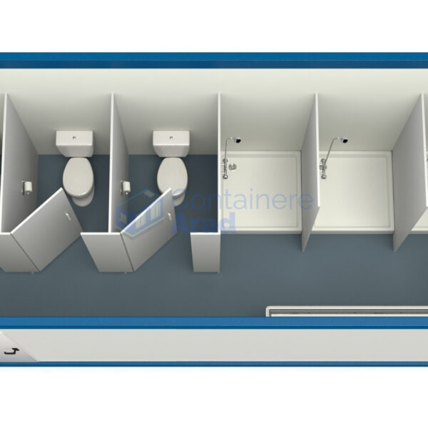 container sanitar arad 6metri 3dusuri 3wc albastru