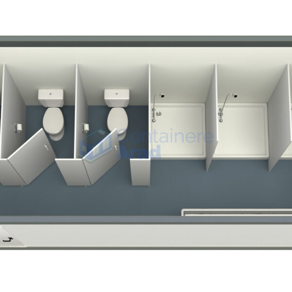 container sanitar arad 6metri 3dusuri 3wc gri